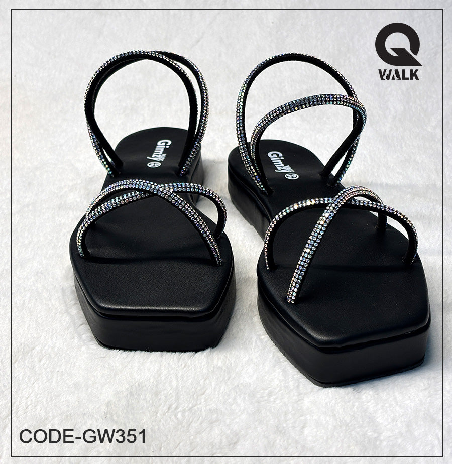 Black Color Flatfoam with Black Color Stone Strap| GW351