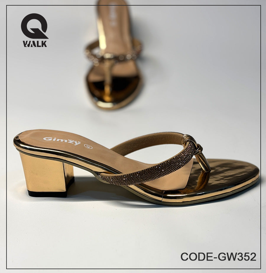 Gold Color 2 Inch heel with Stone Straps | GW352