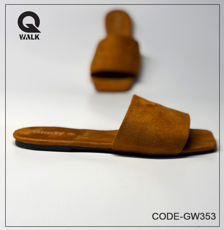 Tan Color Slipper with Front Coverup Flats | GW353