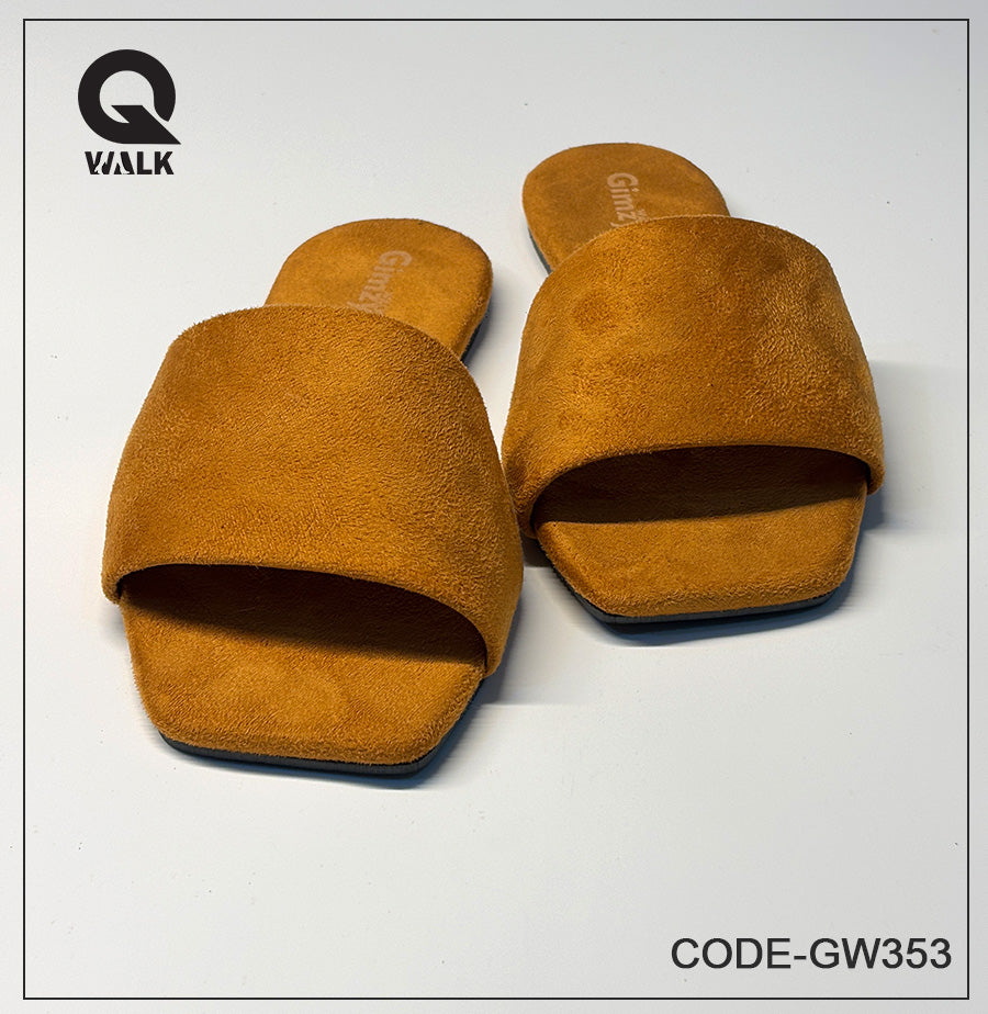 Tan Color Slipper with Front Coverup Flats | GW353