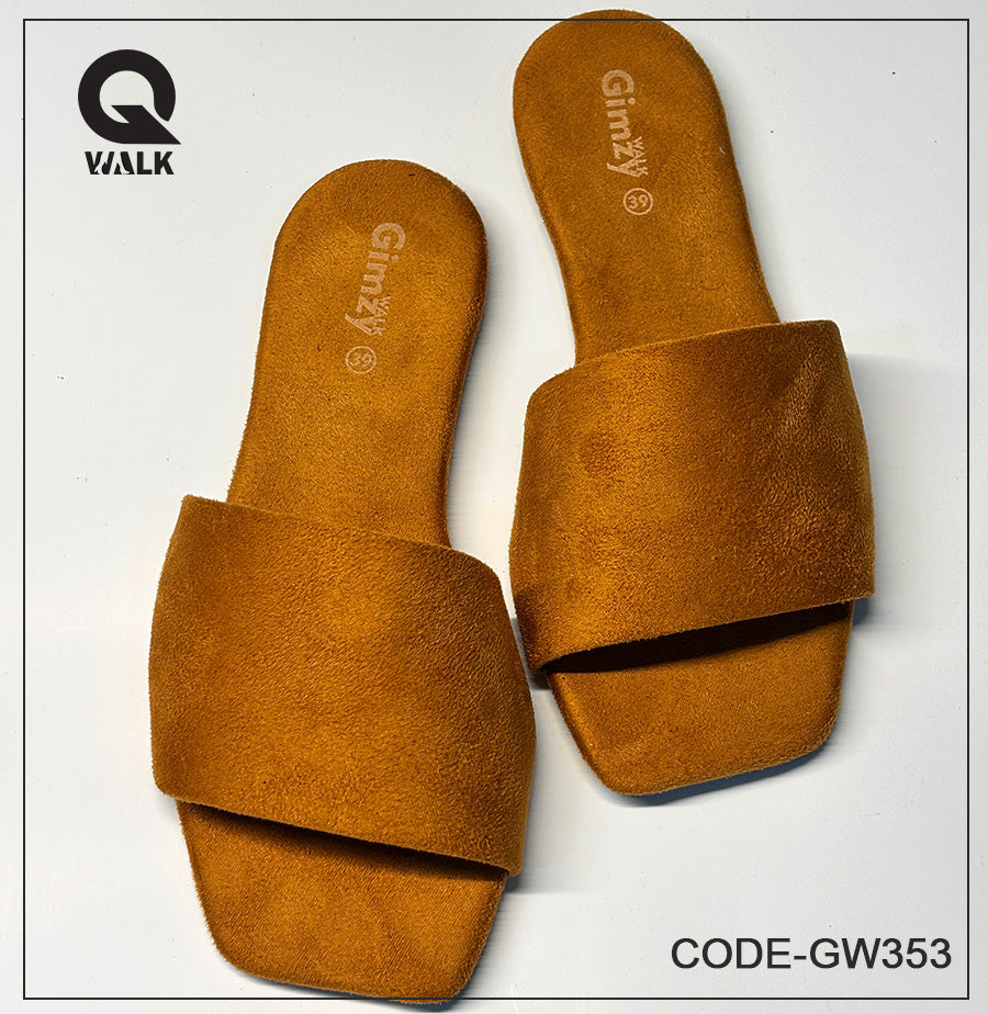 Tan Color Slipper with Front Coverup Flats | GW353