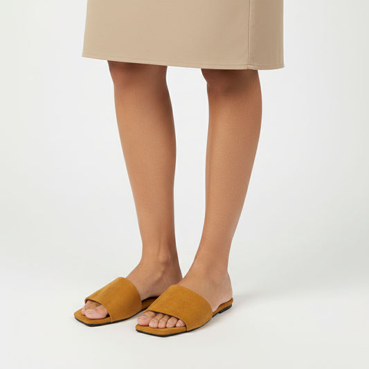 Tan Color Slipper with Front Coverup Flats | GW353