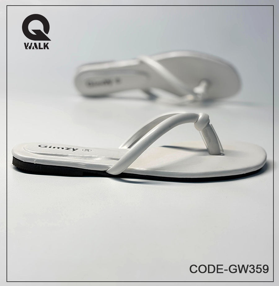 White Color Knot Strap Flats | GW359