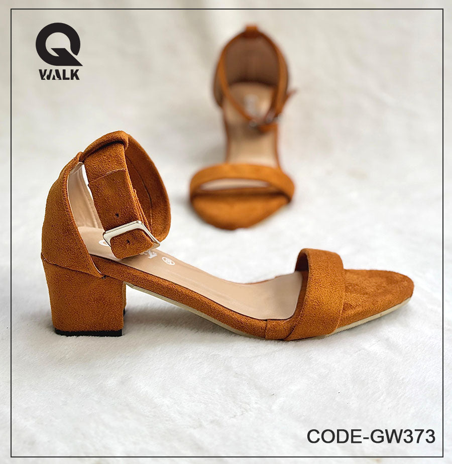 Tan Velvet Color 2 Inch heel with Straps | GW373