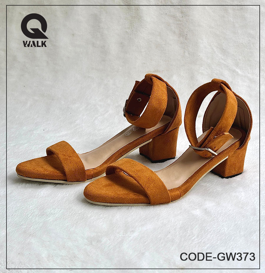 Tan Velvet Color 2 Inch heel with Straps | GW373