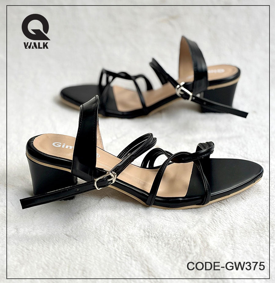 Black Color 2 Inch heel with Straps | GW375