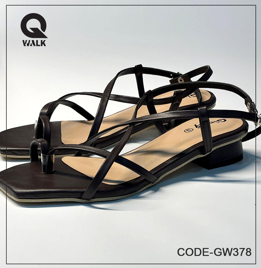 Dark Brown Color 1.25 Inch heel with Straps | GW378