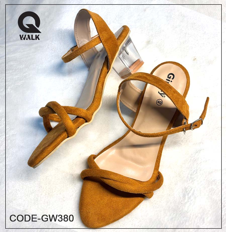 Tan Color 2 Inch Glass heel with Tan Straps | GW380