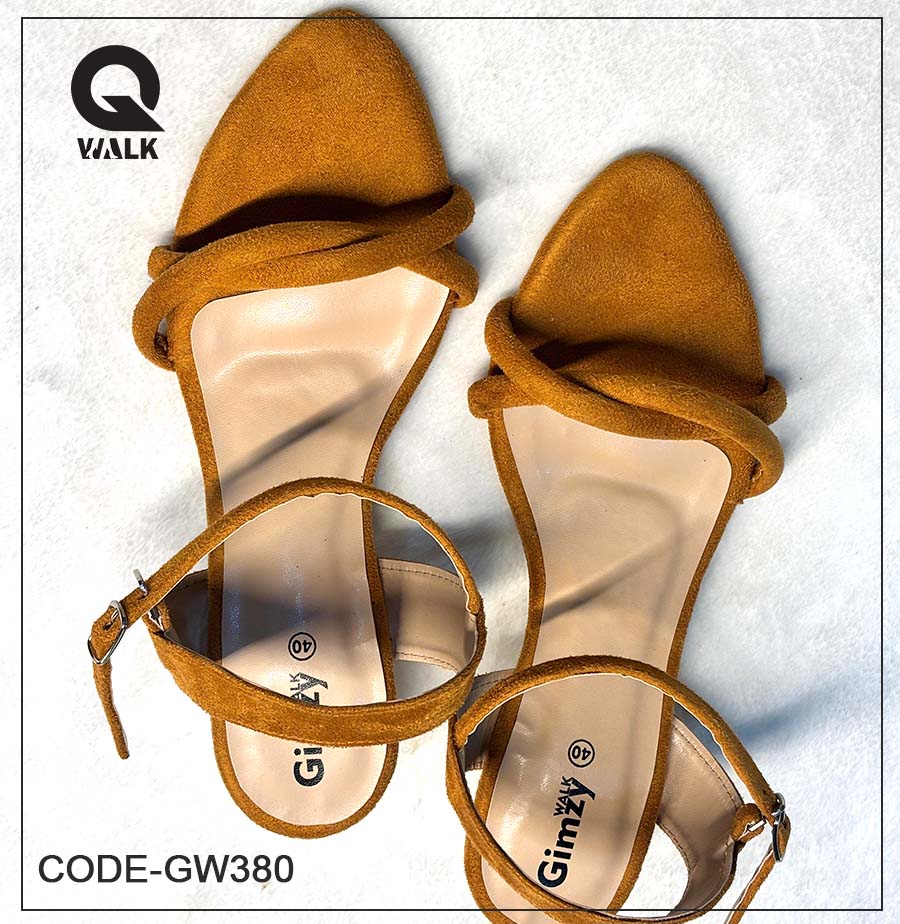 Tan Color 2 Inch Glass heel with Tan Straps | GW380