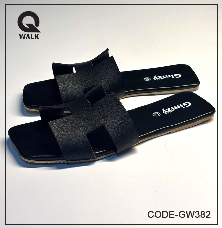 Black Color H Cut Top Flats | GW382