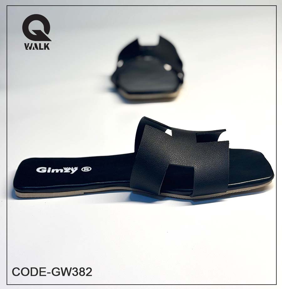 Black Color H Cut Top Flats | GW382