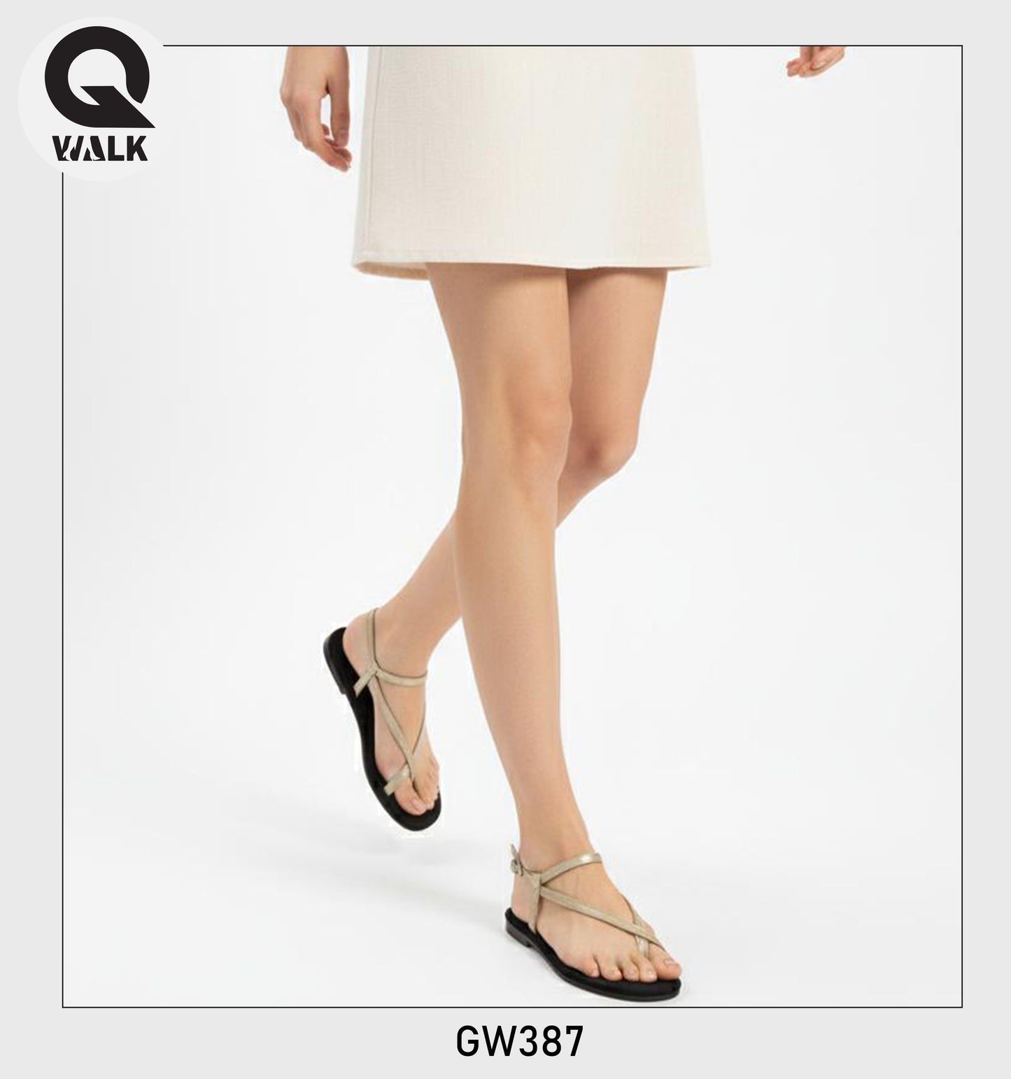 Black Velvet Dull Gold Strap Flat Slipper | GW387