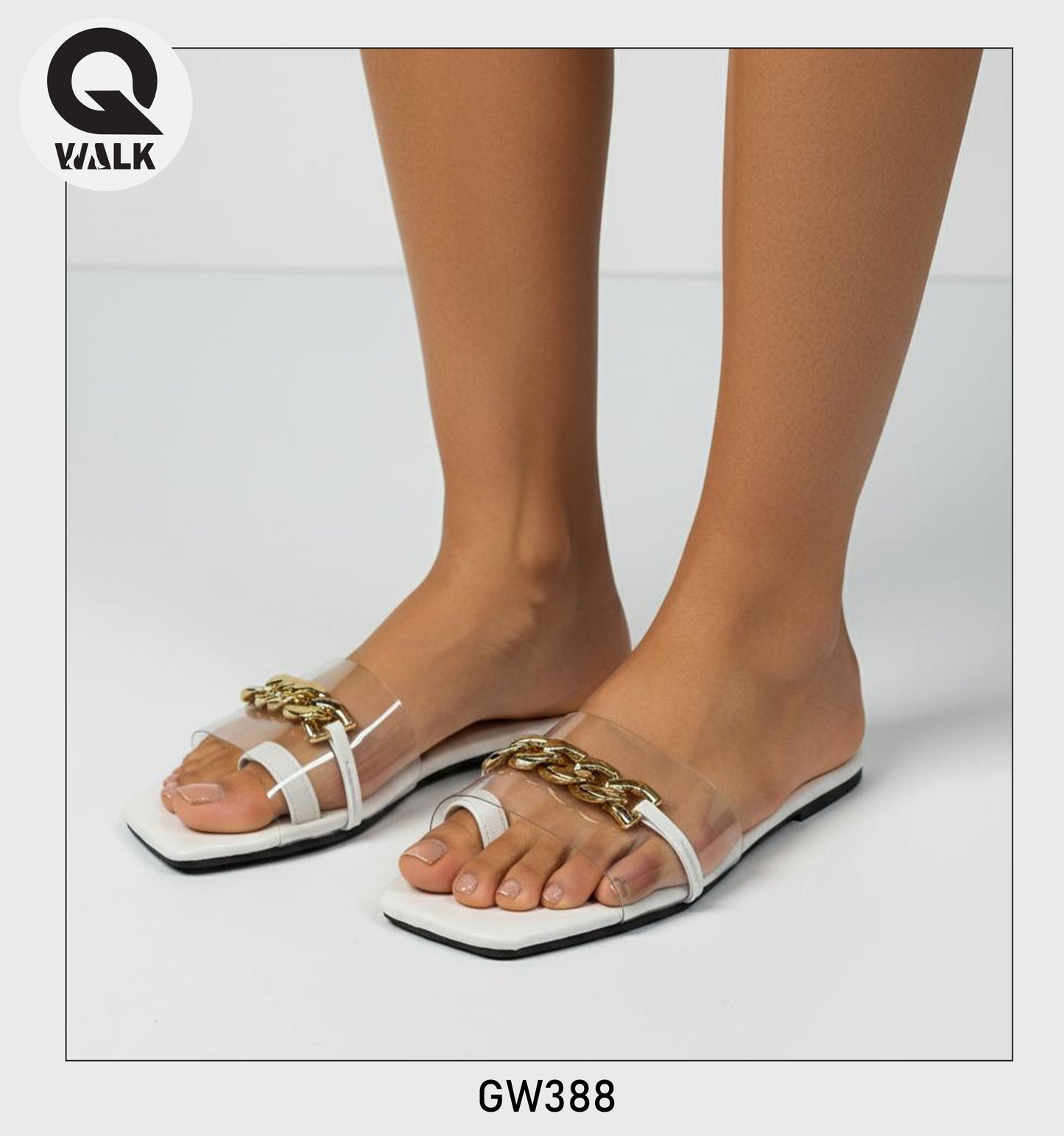 White Color Flat With Gold Chain & Toe Ring | GW388