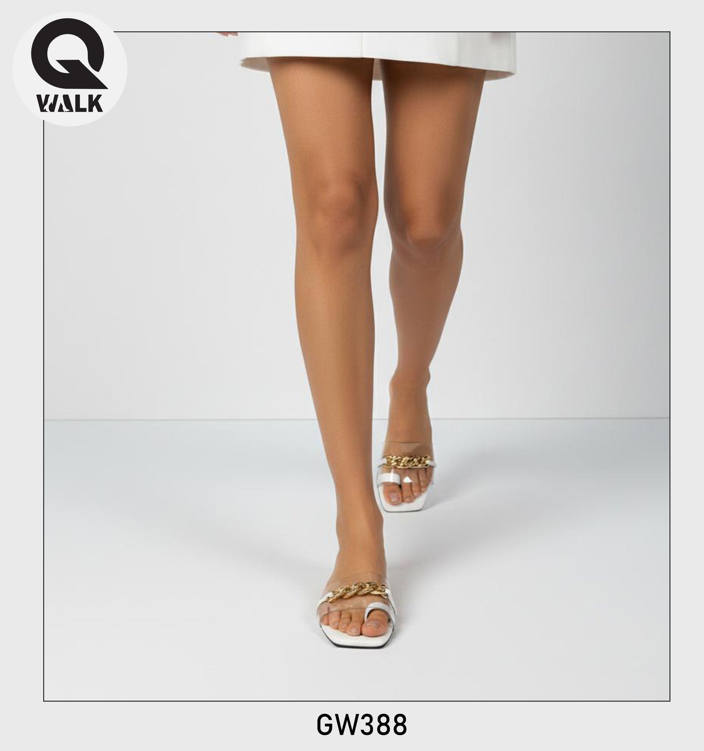White Color Flat With Gold Chain & Toe Ring | GW388