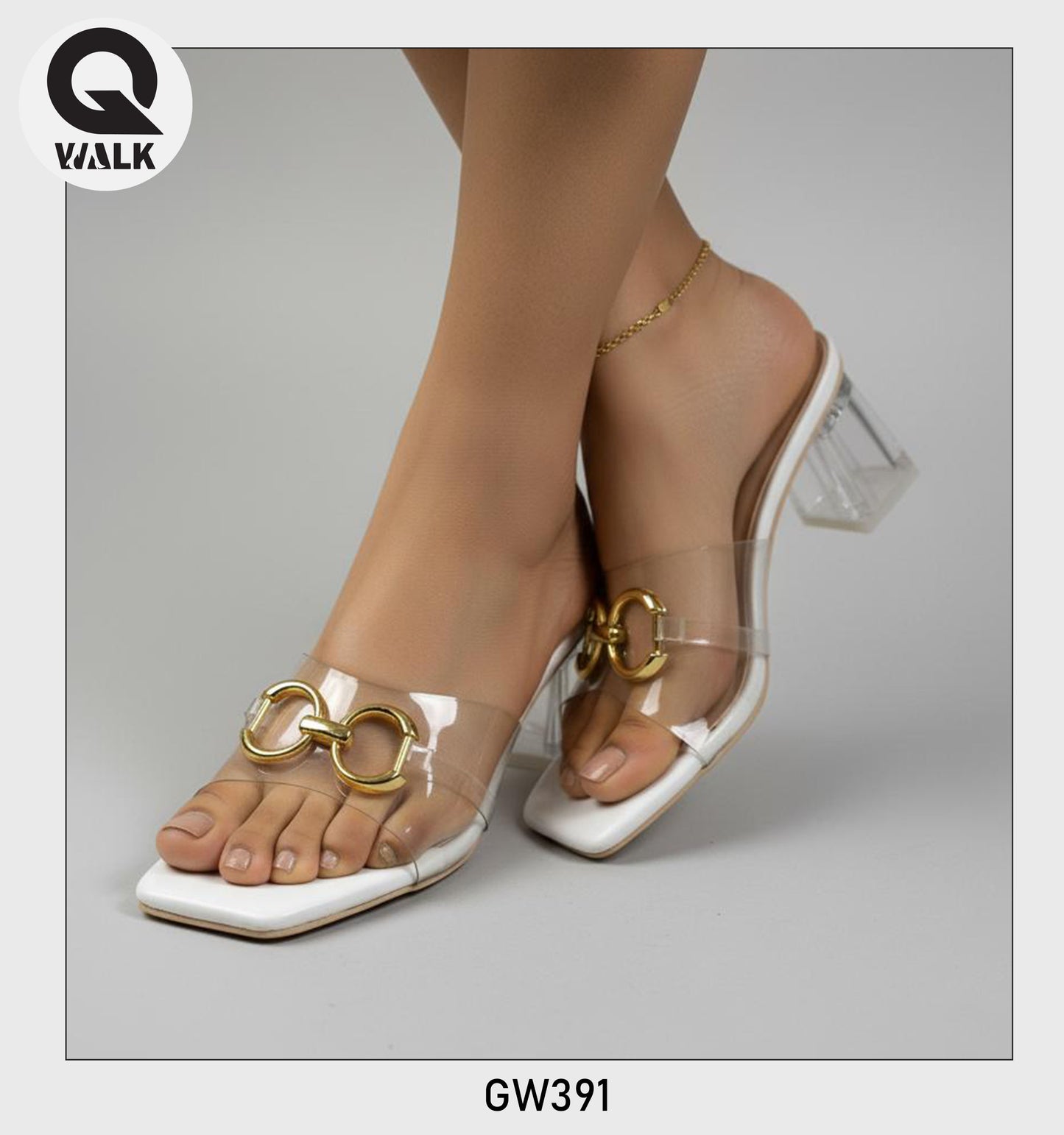 White Color 2 Inch Glass heel with Transparent Coverup | GW391