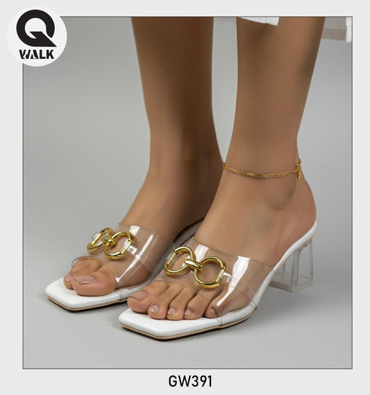 White Color 2 Inch Glass heel with Transparent Coverup | GW391