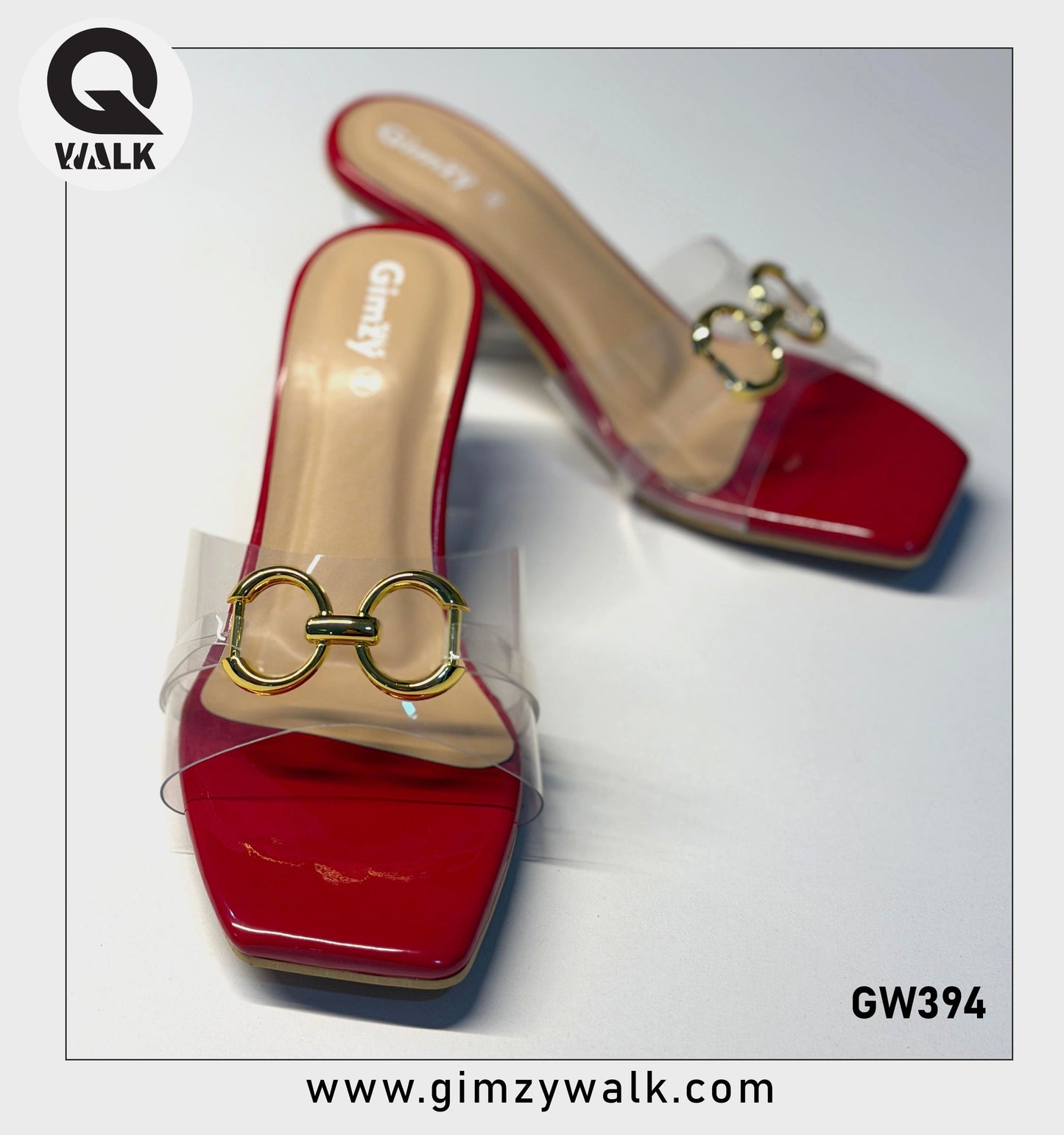 Red Color 2.5 Inch Glass heel with Transparent Cover | GW394