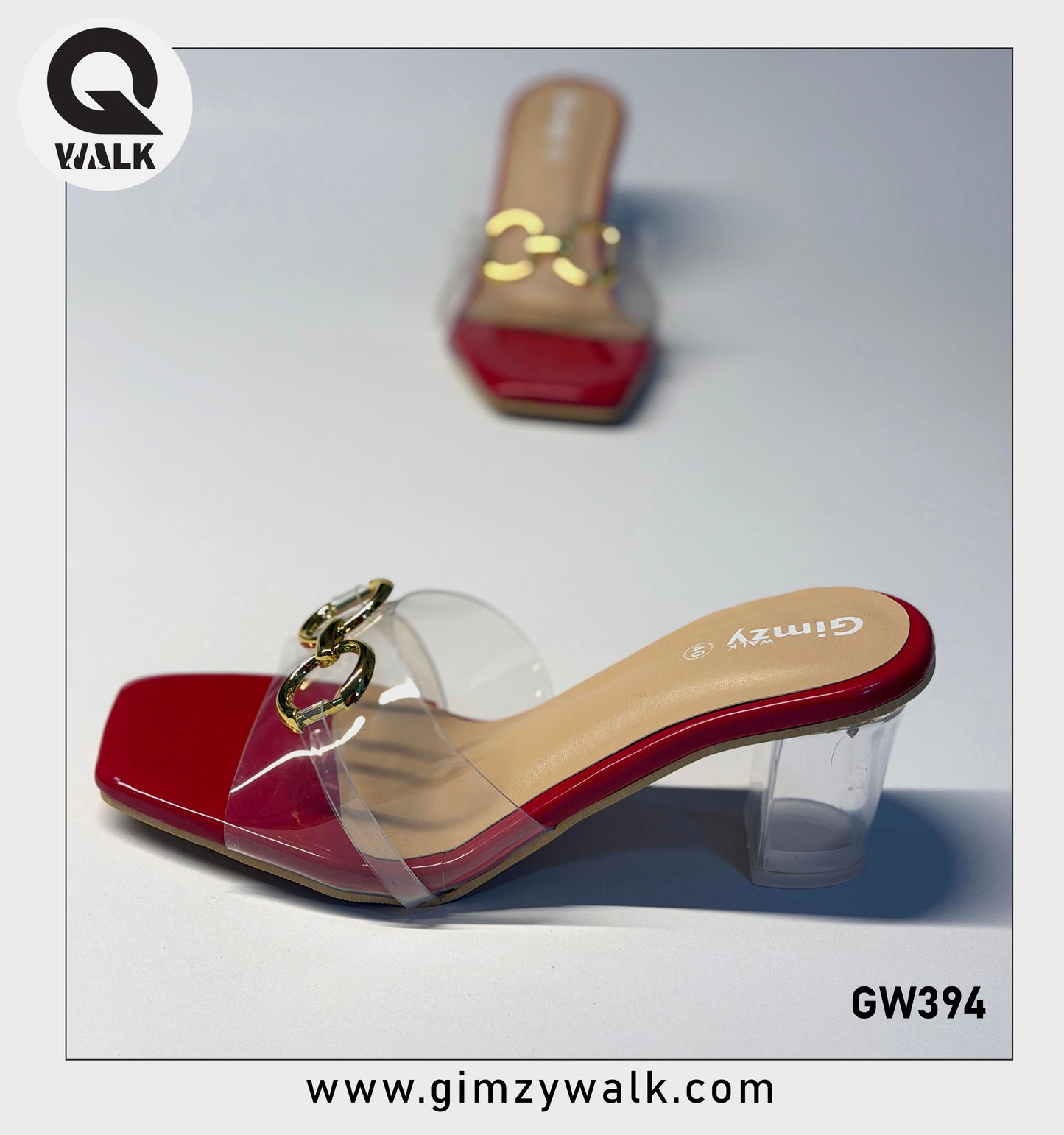 Red Color 2.5 Inch Glass heel with Transparent Cover | GW394