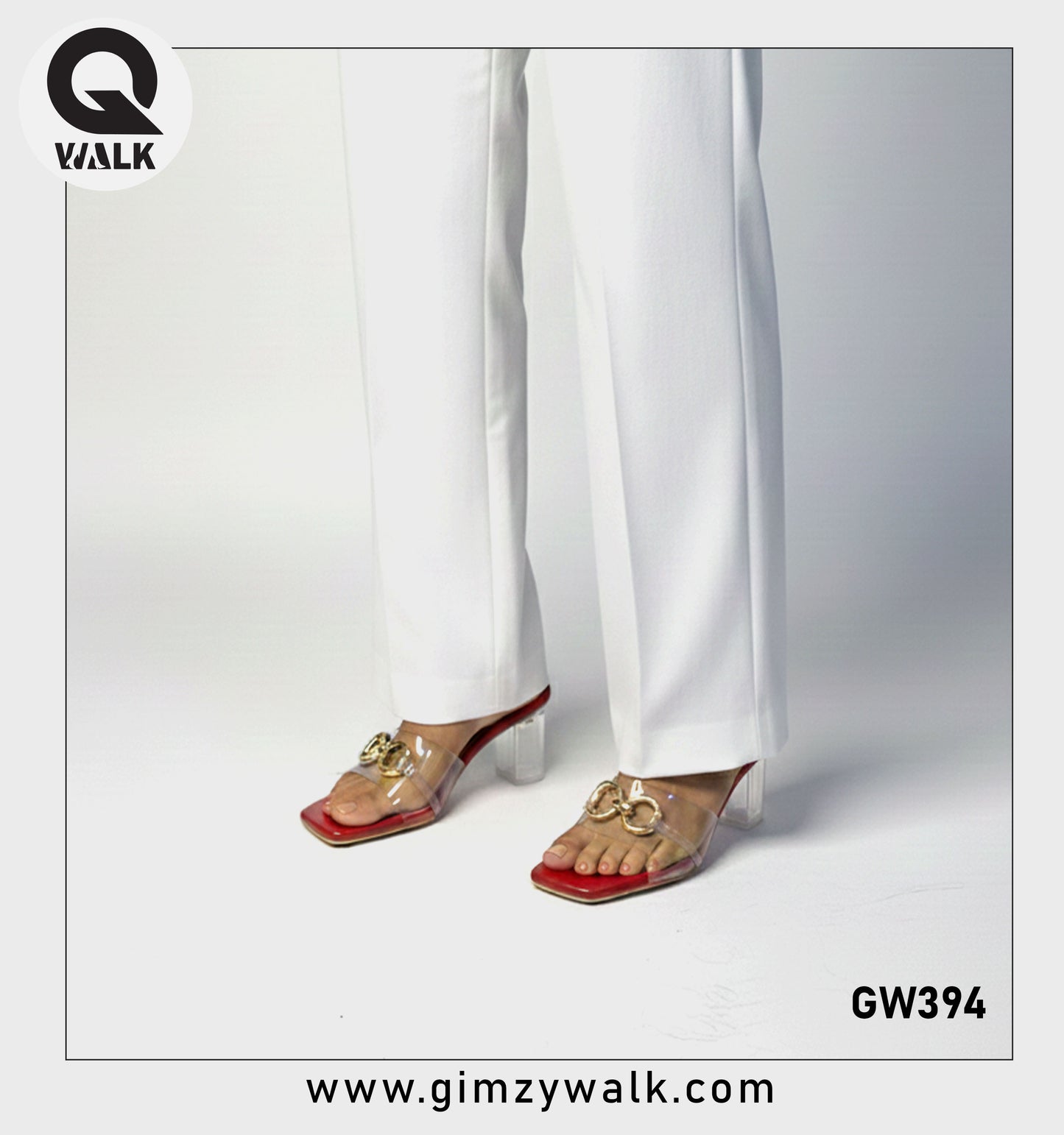 Red Color 2.5 Inch Glass heel with Transparent Cover | GW394