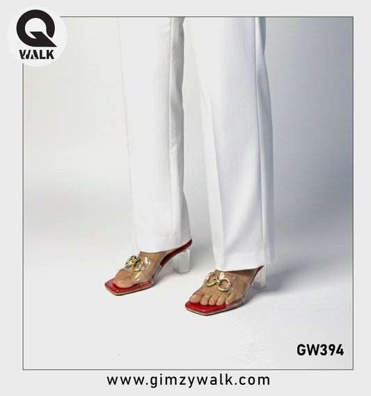 Red Color 2.5 Inch Glass heel with Transparent Cover | GW394