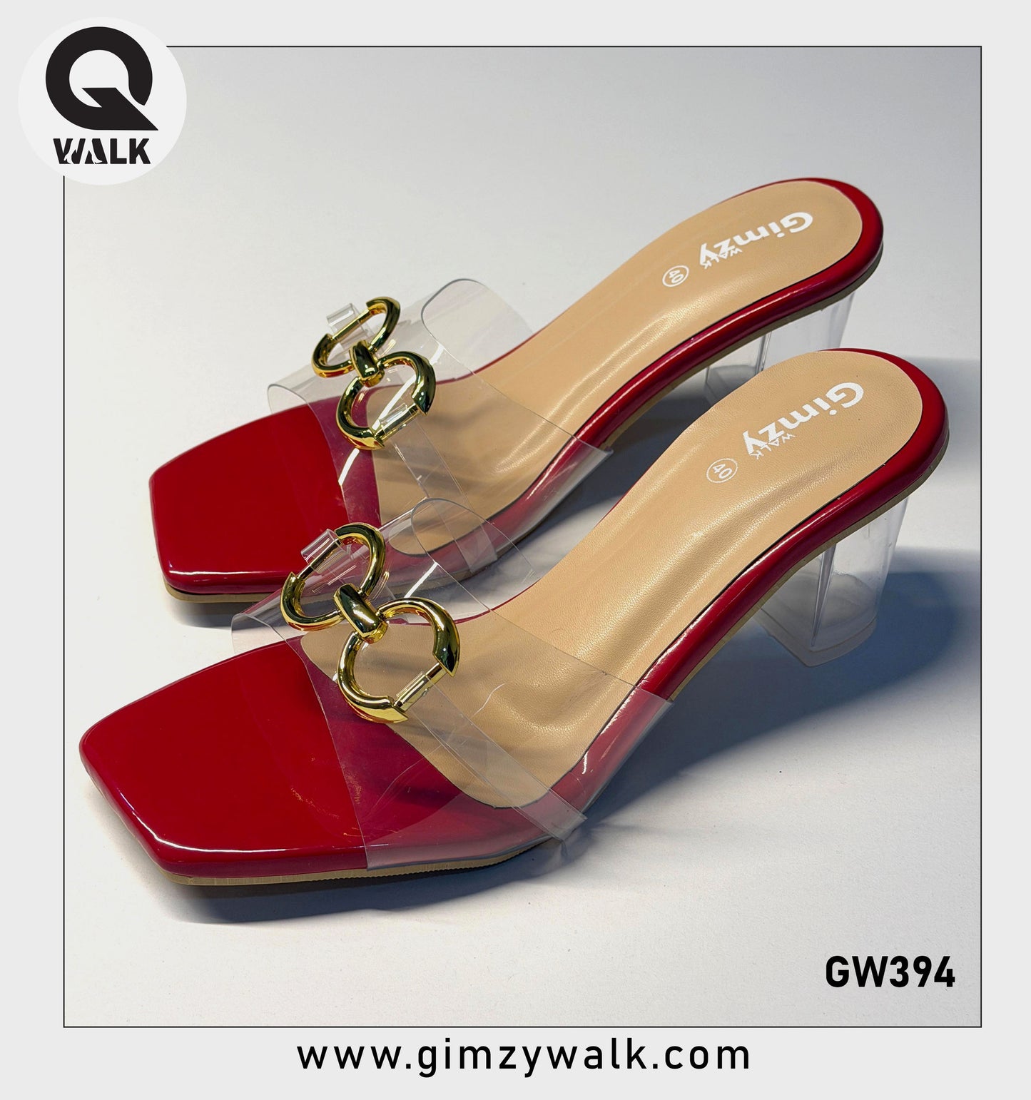 Red Color 2.5 Inch Glass heel with Transparent Cover | GW394