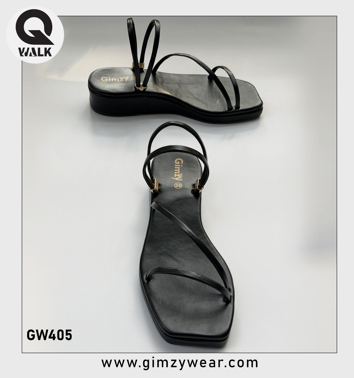 Black Color Wedges with Black Straps | GW405