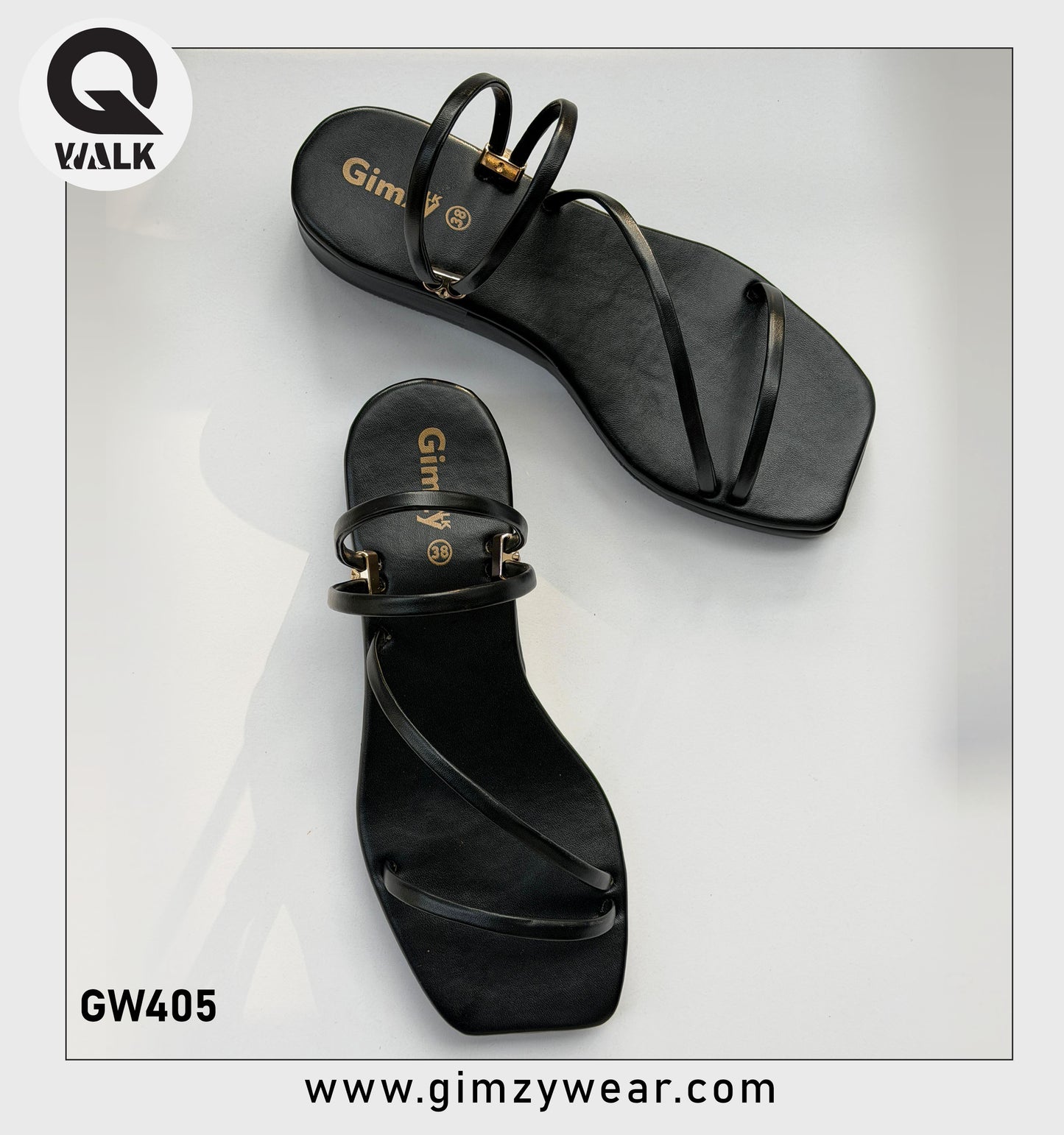 Black Color Wedges with Black Straps | GW405