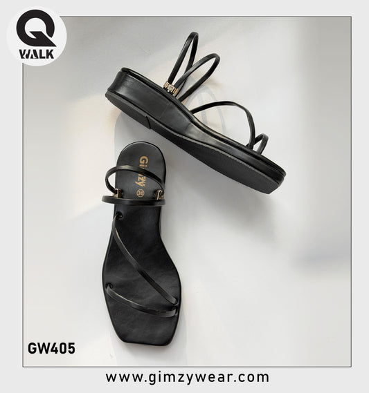 Black Color Wedges with Black Straps | GW405