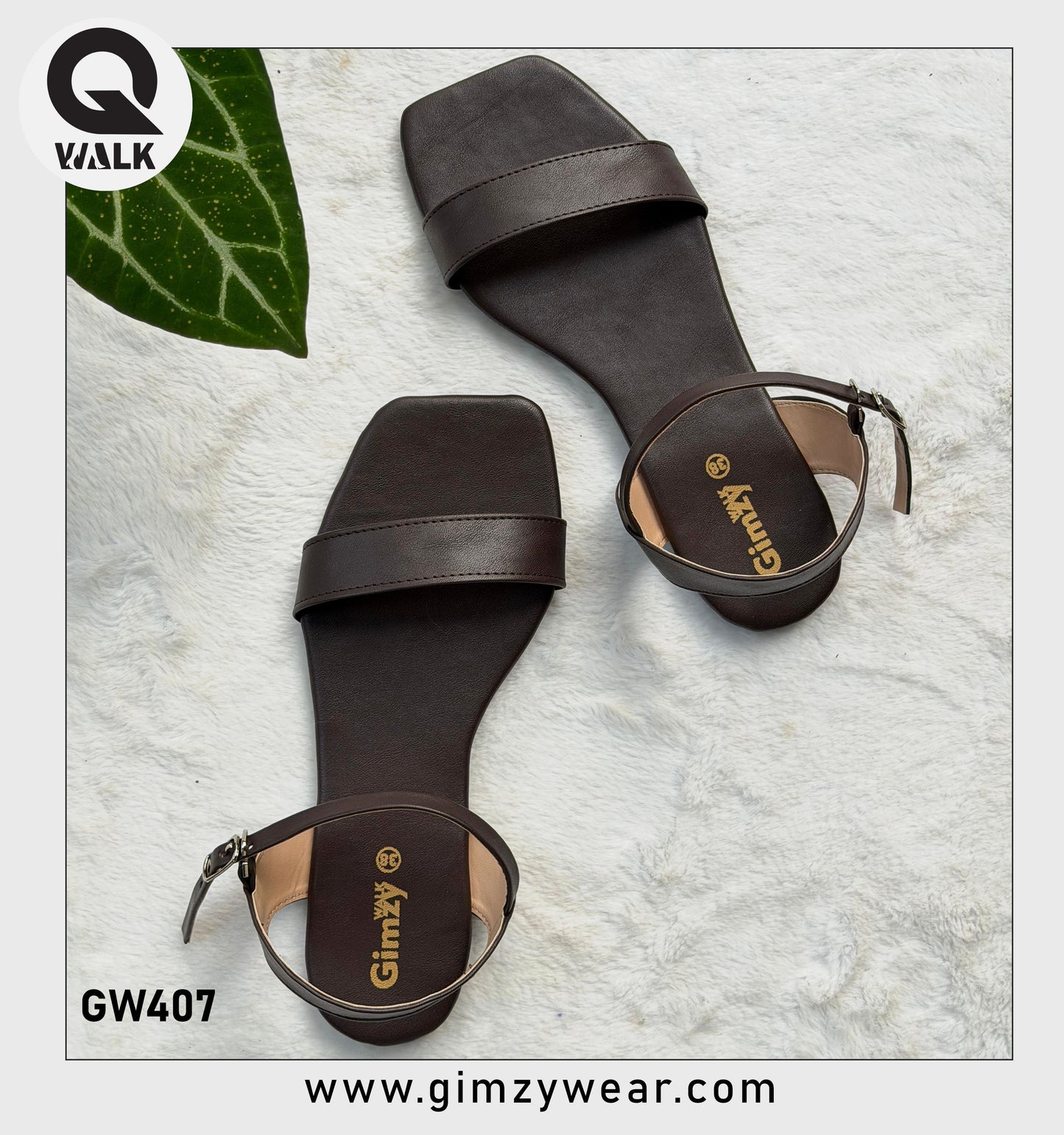 Coffee Brown Color Flat Slipper with Back Straps | GW407