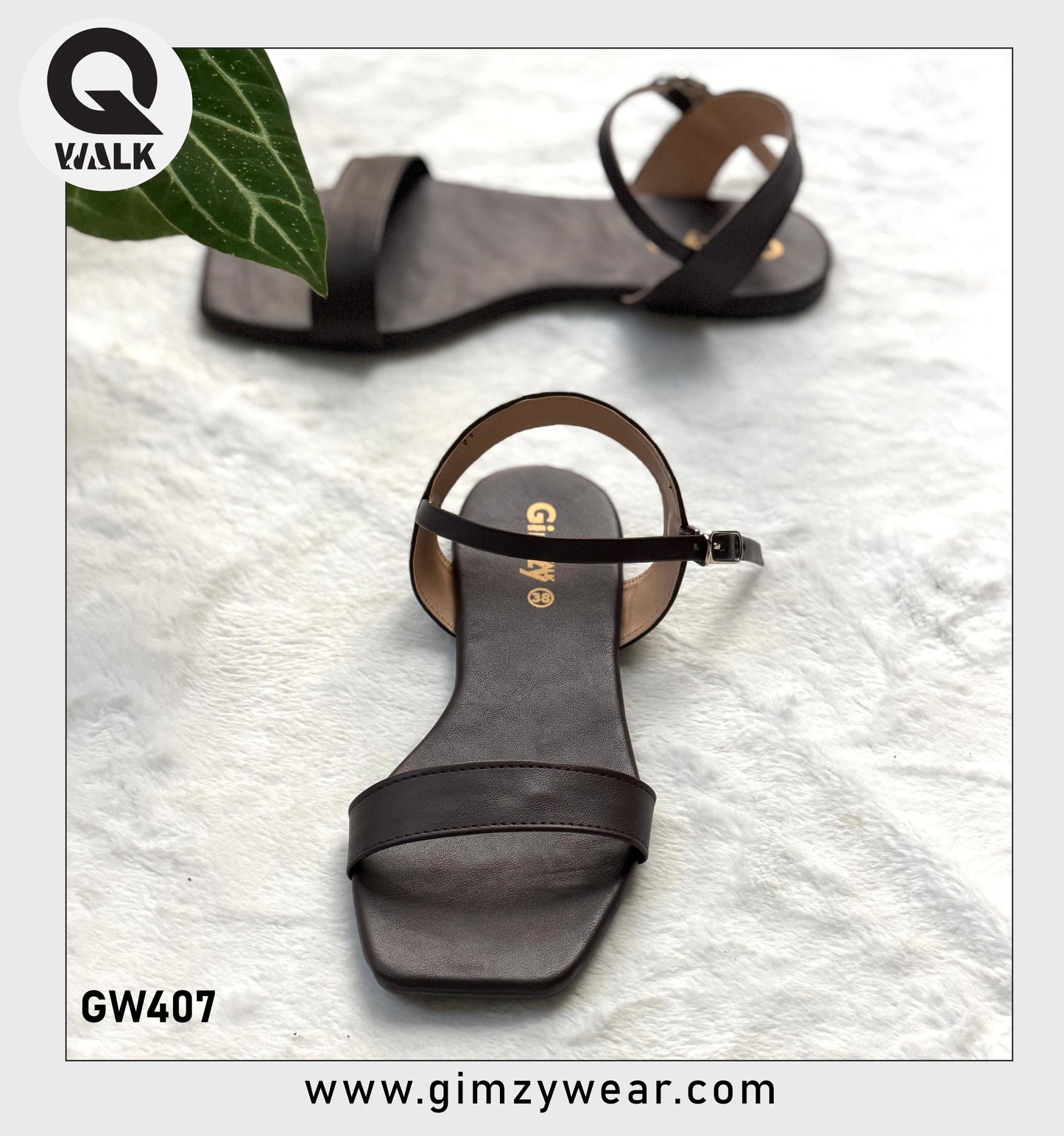 Coffee Brown Color Flat Slipper with Back Straps | GW407