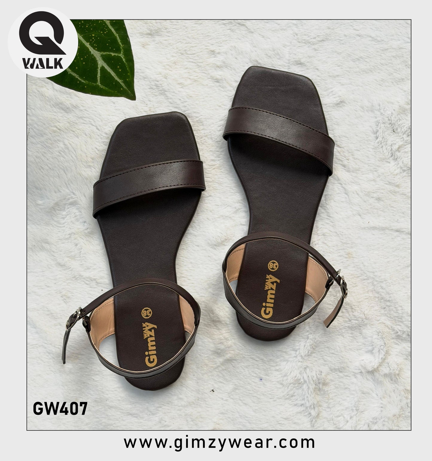 Coffee Brown Color Flat Slipper with Back Straps | GW407