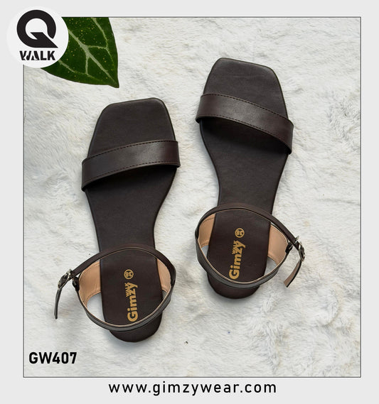 Coffee Brown Color Flat Slipper with Back Straps | GW407