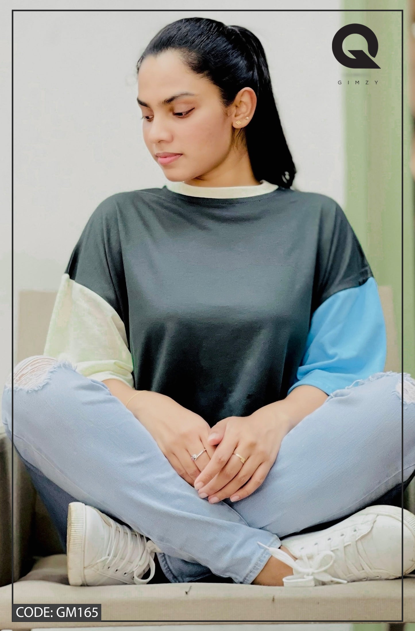 Drop Shoulder Oversized Multi Color T Shirt | GM165