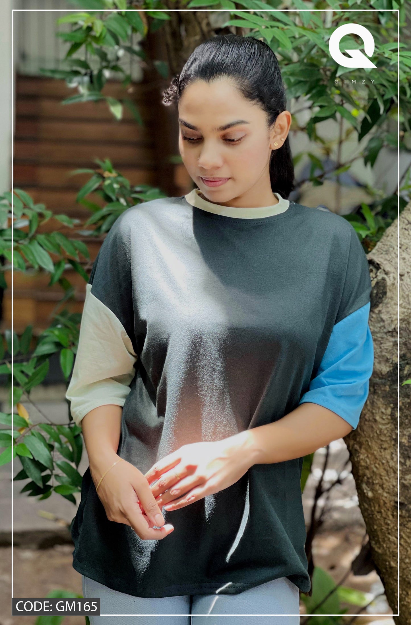 Drop Shoulder Oversized Multi Color T Shirt | GM165