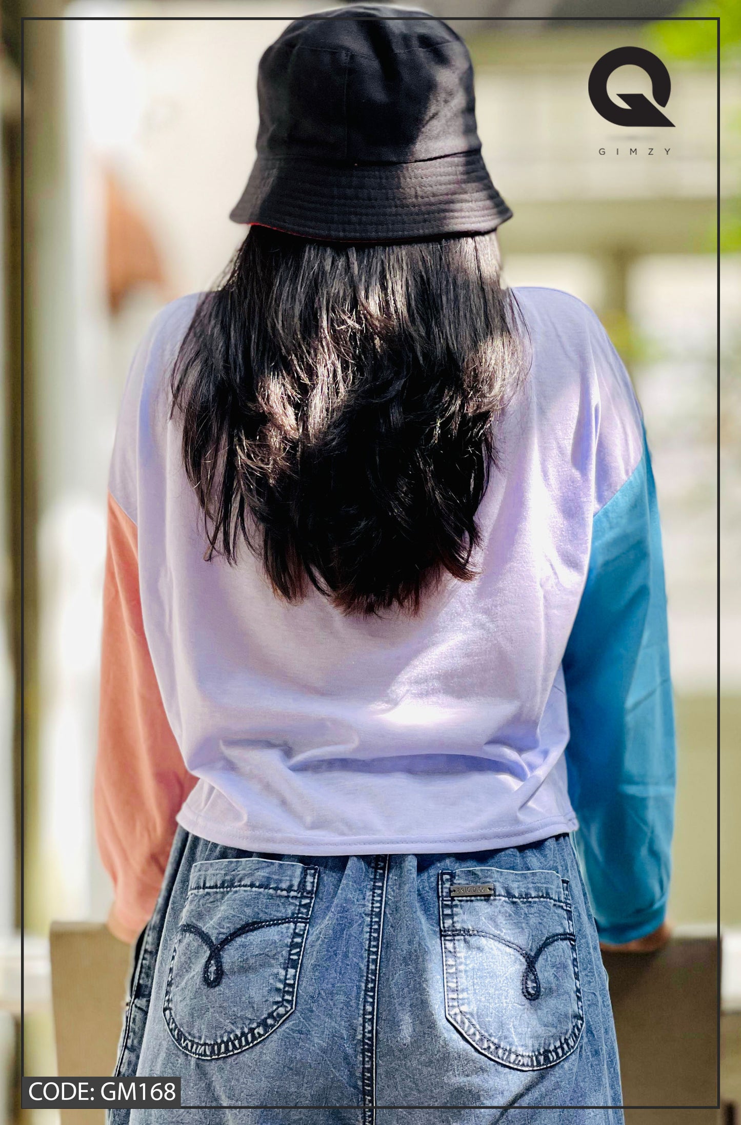 Drop Shoulder Oversized Long Sleeve Multi Color Short T Shirt | GM168