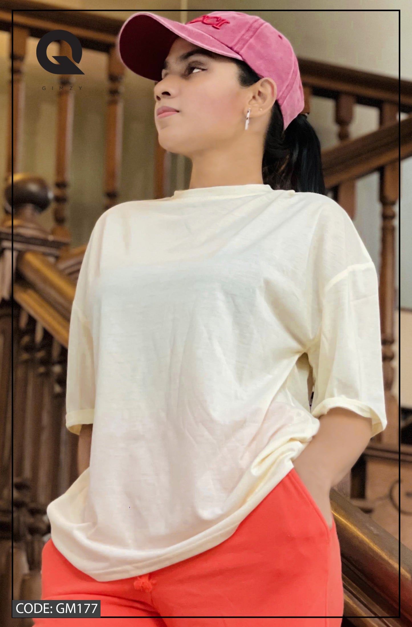 Drop Shoulder Oversized Soft Yellow Color T Shirt | GM177