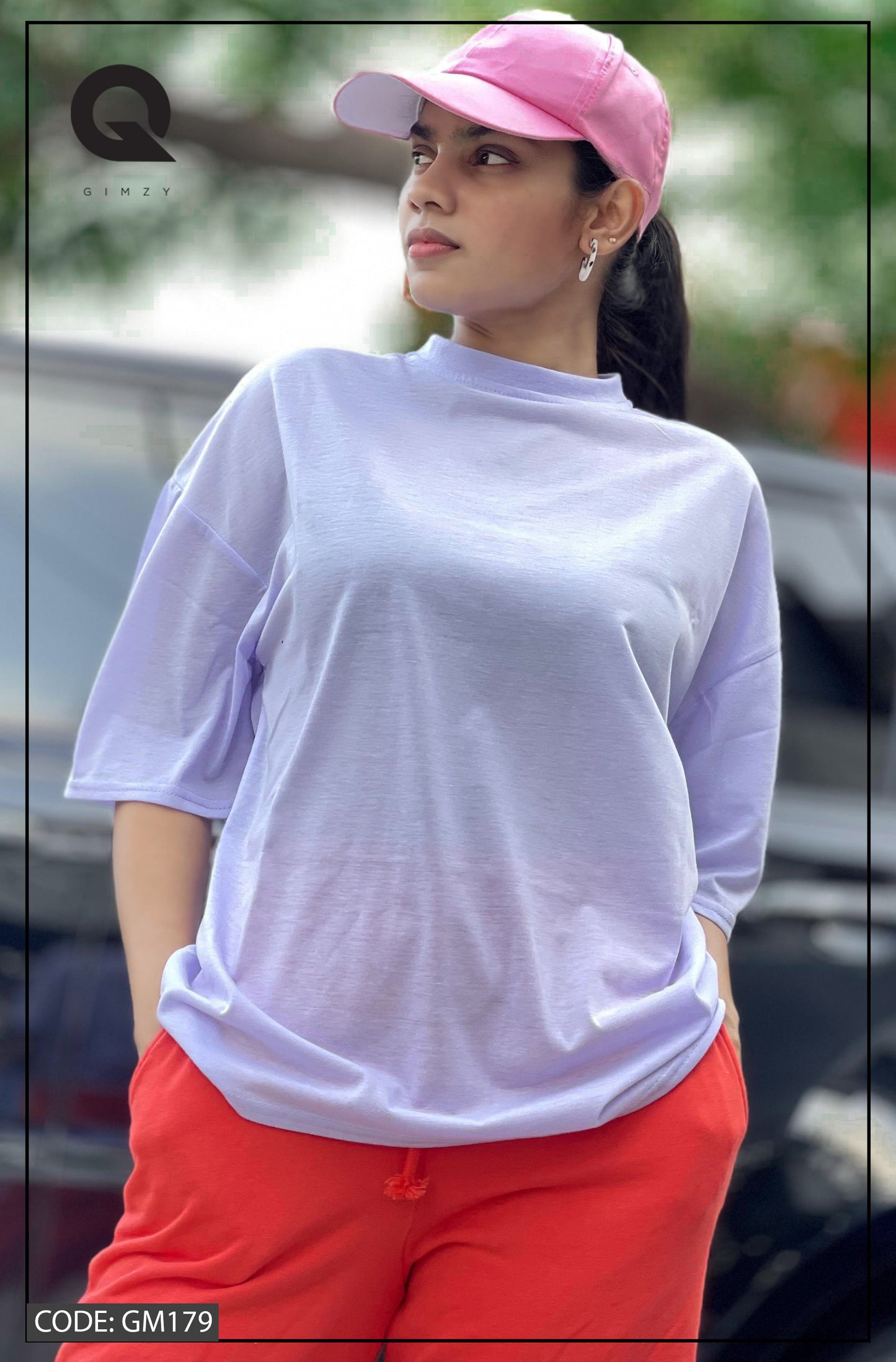 Drop Shoulder Oversized Light Purple Color T Shirt | GM179