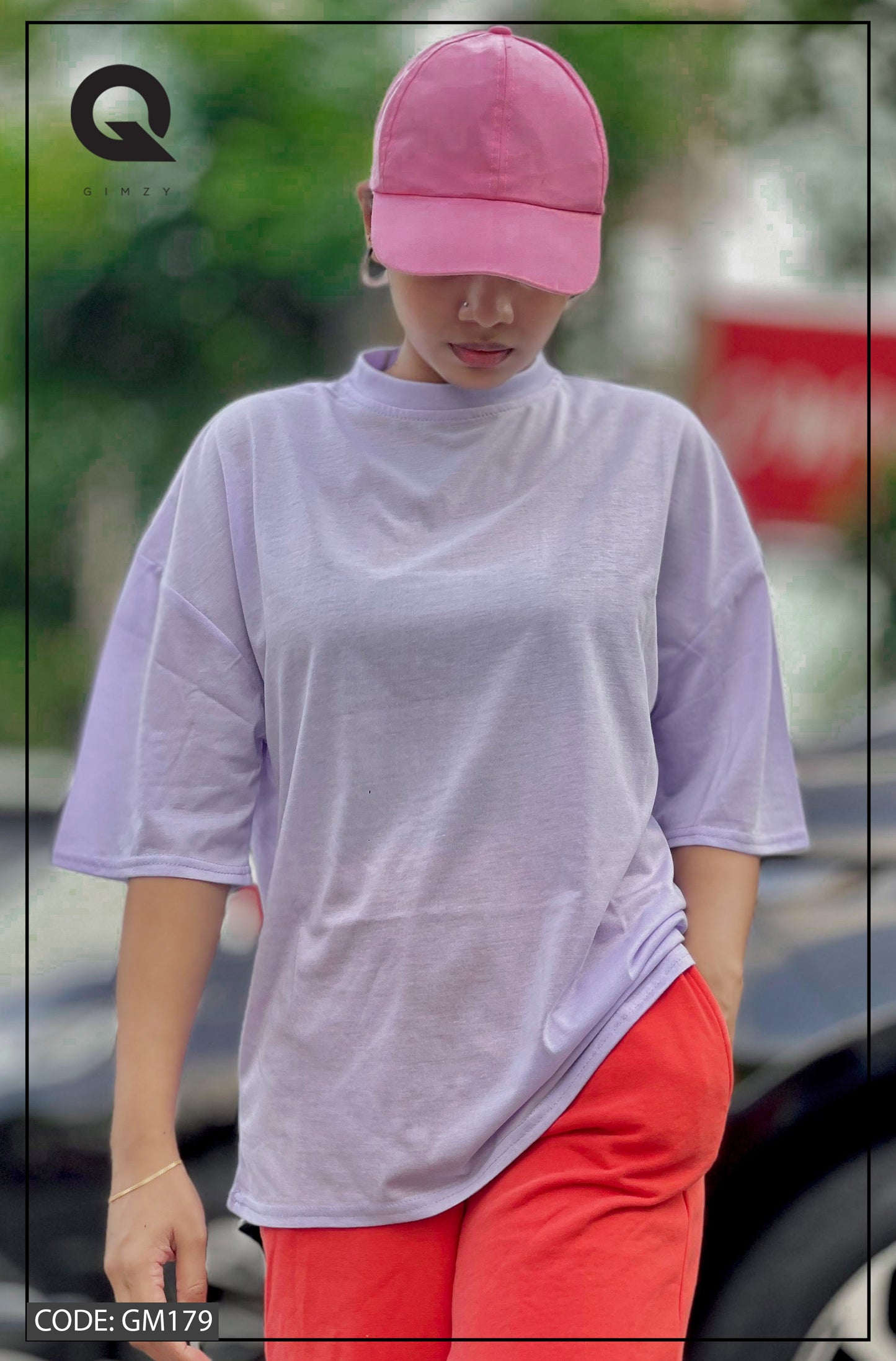 Drop Shoulder Oversized Light Purple Color T Shirt | GM179
