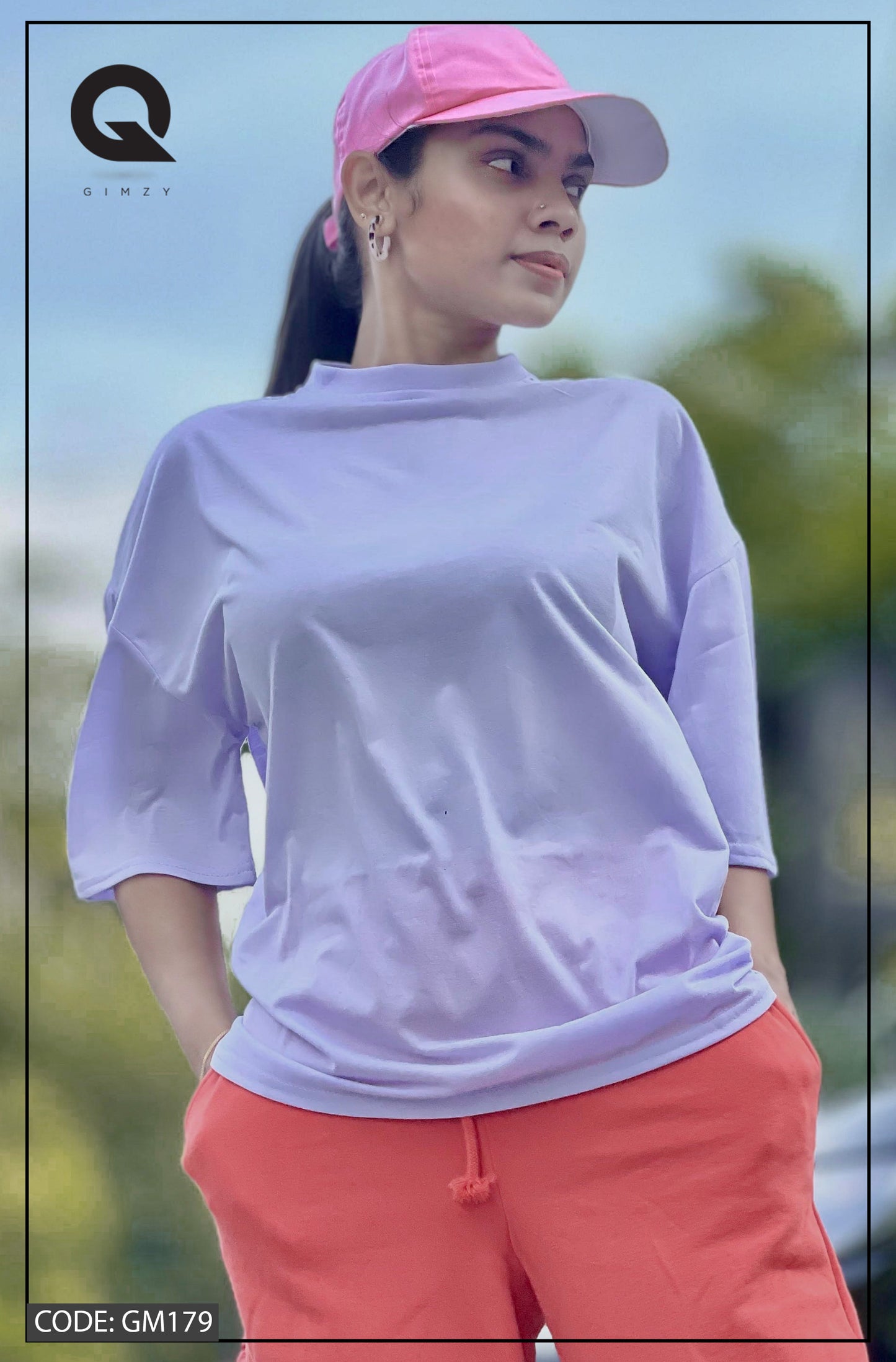 Drop Shoulder Oversized Light Purple Color T Shirt | GM179