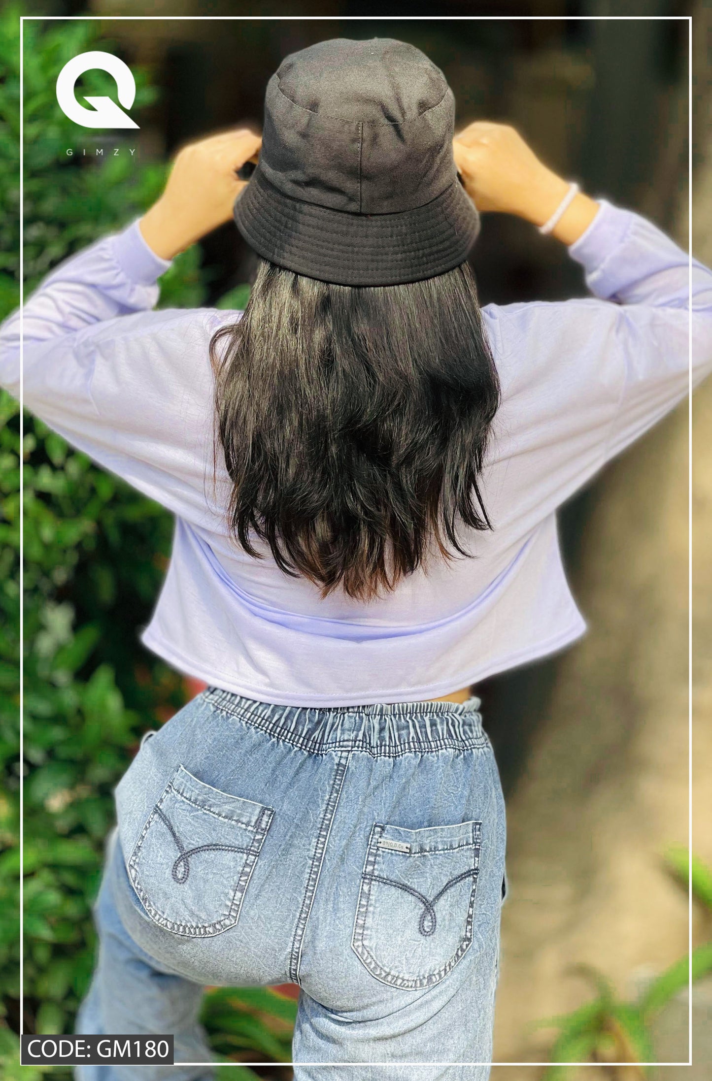 Drop Shoulder Oversized Long Sleeve Light Purple Color Short T Shirt | GM180