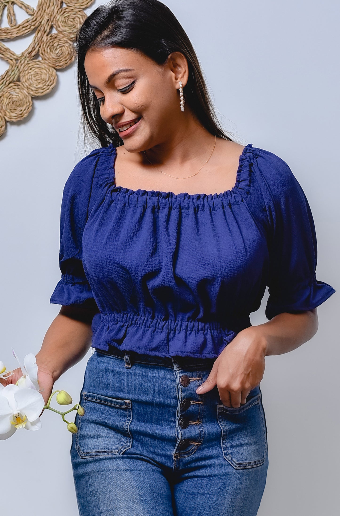 Navy Blue Color Crop Top